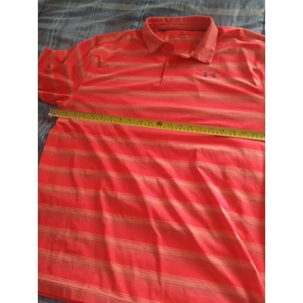 Under‎ Armour Mens Shirt Size XXL  Heat Gear Polo  Striped Polyester!!